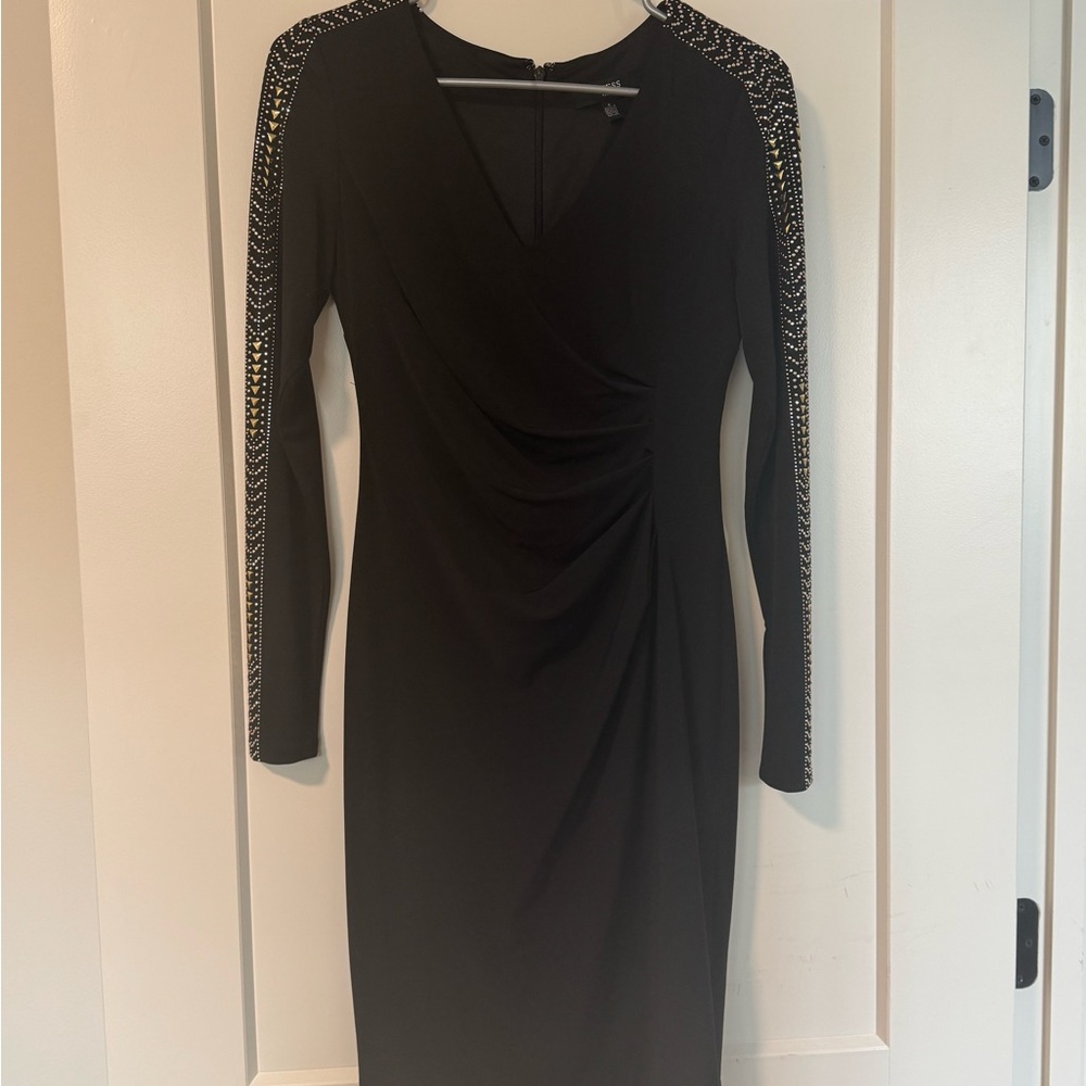 Guess Black Dress with Gold Embellished Sleeves